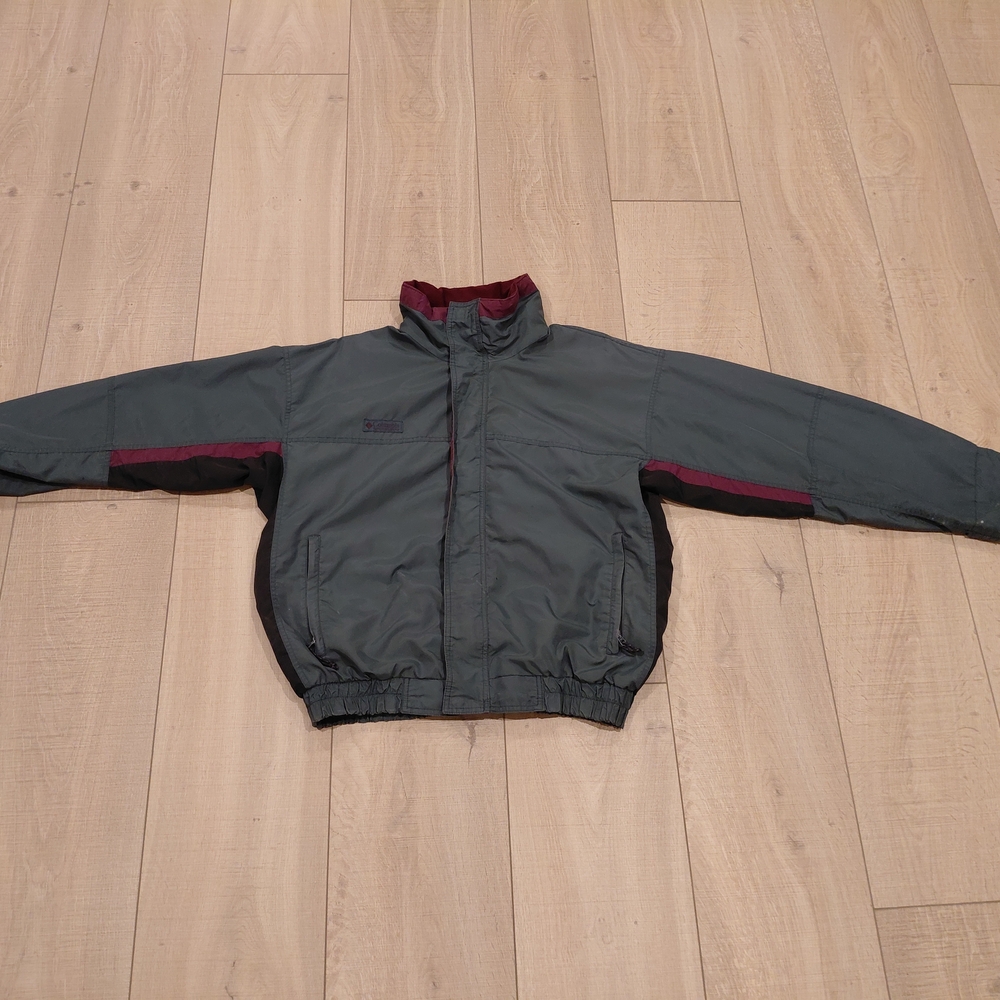 Men's Gray and Burgundy Windbreaker